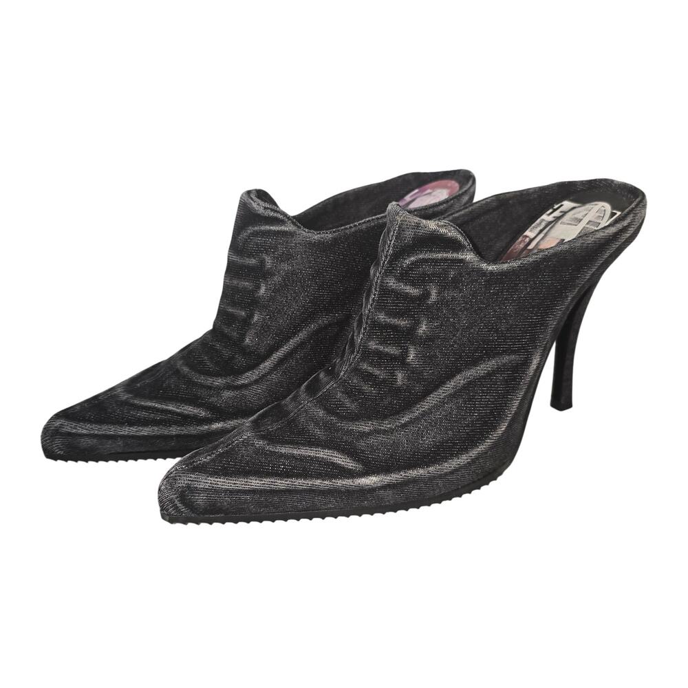 Diesel D-CLOUD ML Pointed Womens 37 Black Washed Denim Luxury Witchy Whimsigoth